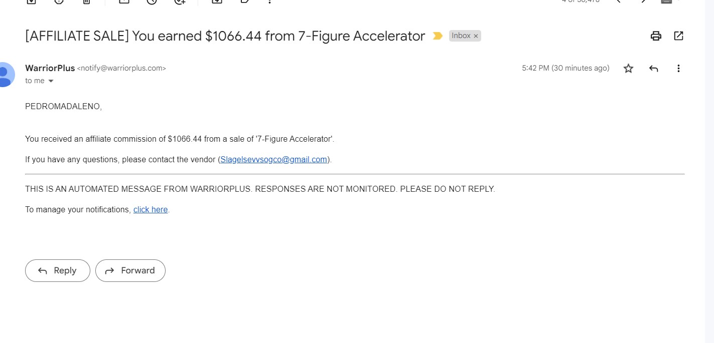 $1,066 affiliate commission from 7-Figure Accelerator